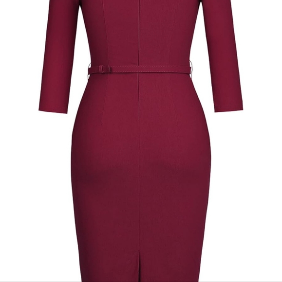 Women 1950's Vintages 3/4 sleeve Elegant Collar Cocktail Evening Dress - Picture 3 of 8